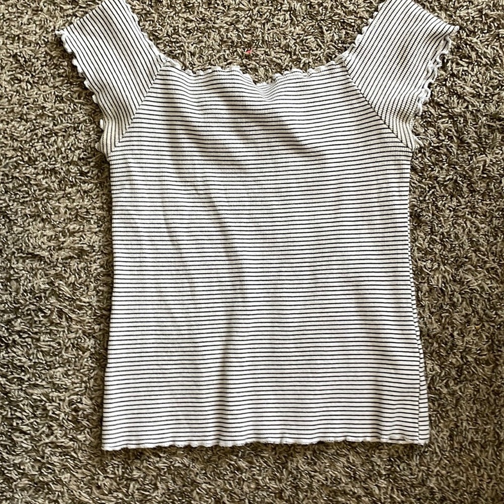 Aeropostale strapless striped ruffle shirt